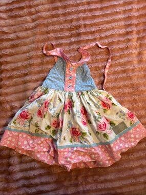 Eleanor Rose Pink, Blue & Cream Floral Halter Sundress
